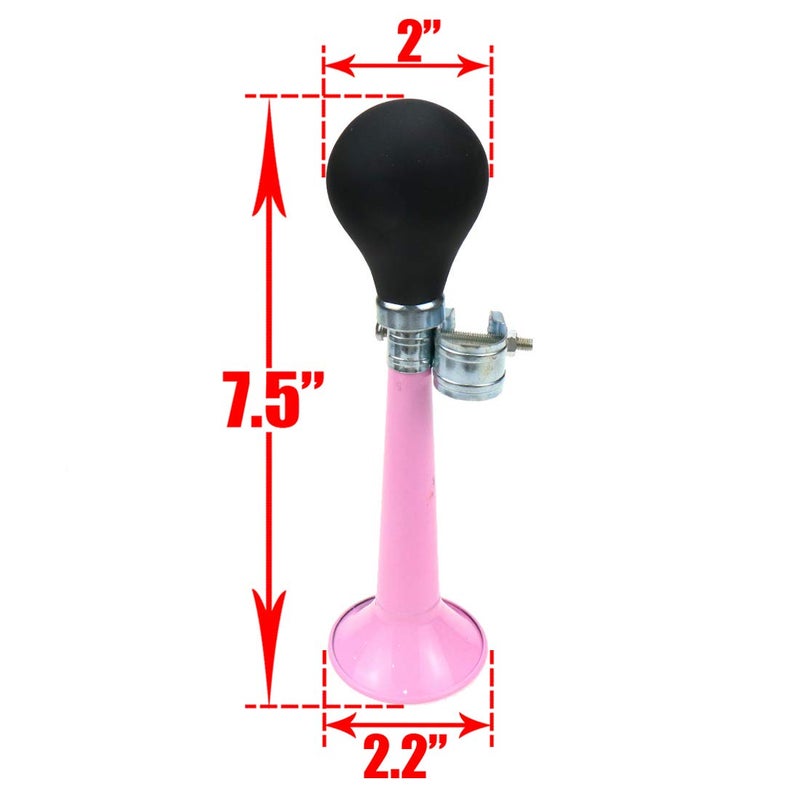 AUTUT Bike Bugle Horn Retro Clown Horn Metal Air Horn with Squeeze Bulb for Bicycle Golf Cart, Pink - Image 2